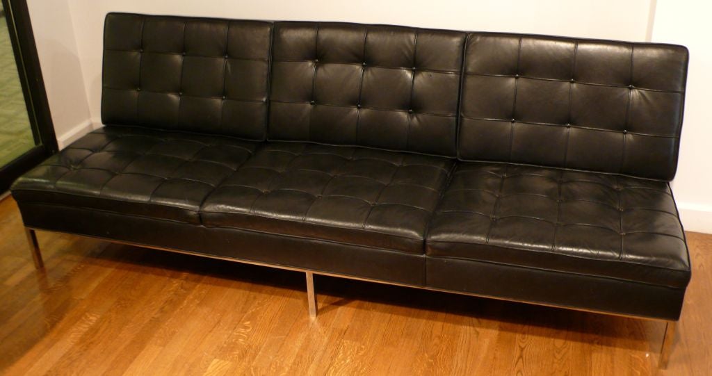 armless leather settee