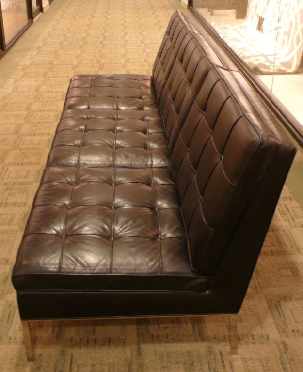 Knoll Armless Sofa in Original Black Leather at 1stDibs | armless leather  settee, armless leather sofa, armless sofa leather