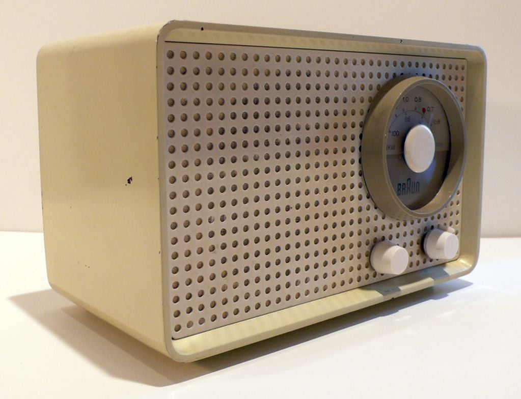 Designed by Artur Braun and Fritz Eichler, the SK-2 radio exemplifies the sea-change in product design that took place in the mid-century. Its visual clarity is every bit as striking today as it was in the 1950's.  This example has the original pale