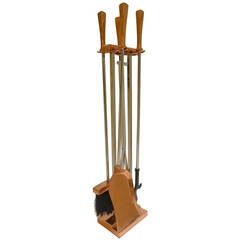 Retro Copper and Steel Fireplace Tool Set