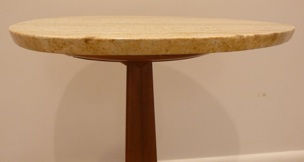 Mid-20th Century Widdicomb Accent Table with Travertine Top