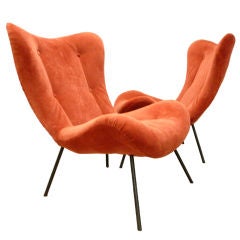 Pair of Sculptural Italian Lounge Chairs Pair of Sculptural Italian Lounge Chairs