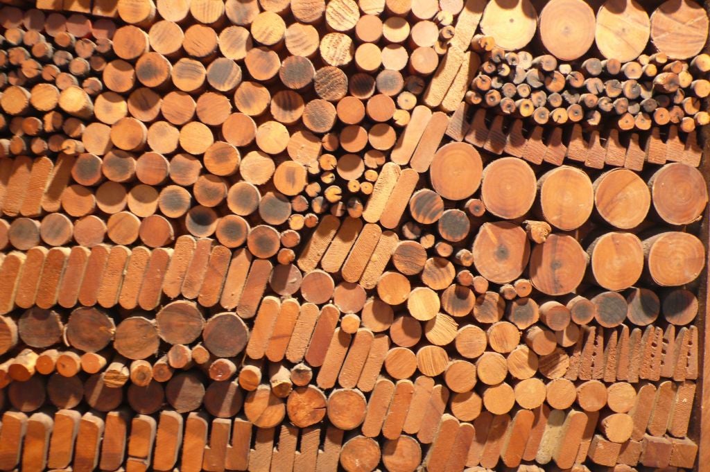 collage and wood