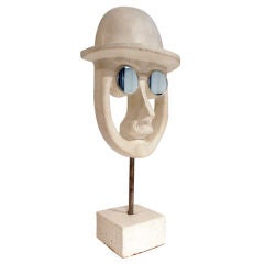 Retro David Gil Face Sculpture on Stand