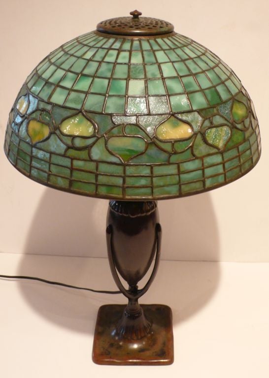 Tiffany lamp with patinated bronze 