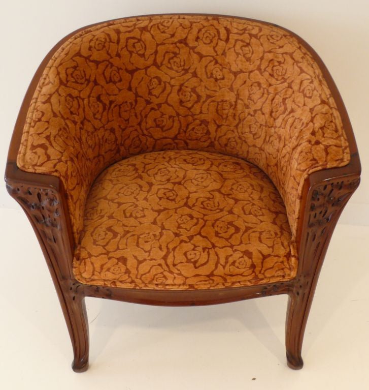 Elegant Carved Wood Louis Majorelle Chair 1