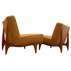 Superb Pair of Sculptural Armless Lounge Chairs