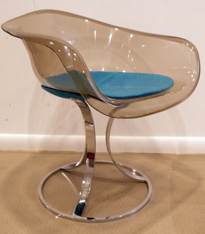 Mid-Century Modern Pair of Peter Hoyte Lucite and Chrome Chairs