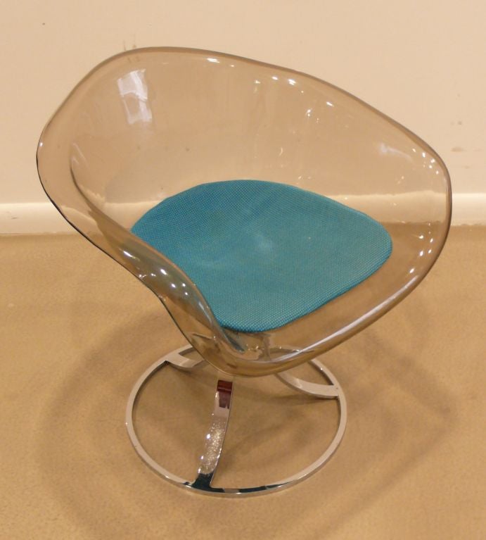 English Pair of Peter Hoyte Lucite and Chrome Chairs
