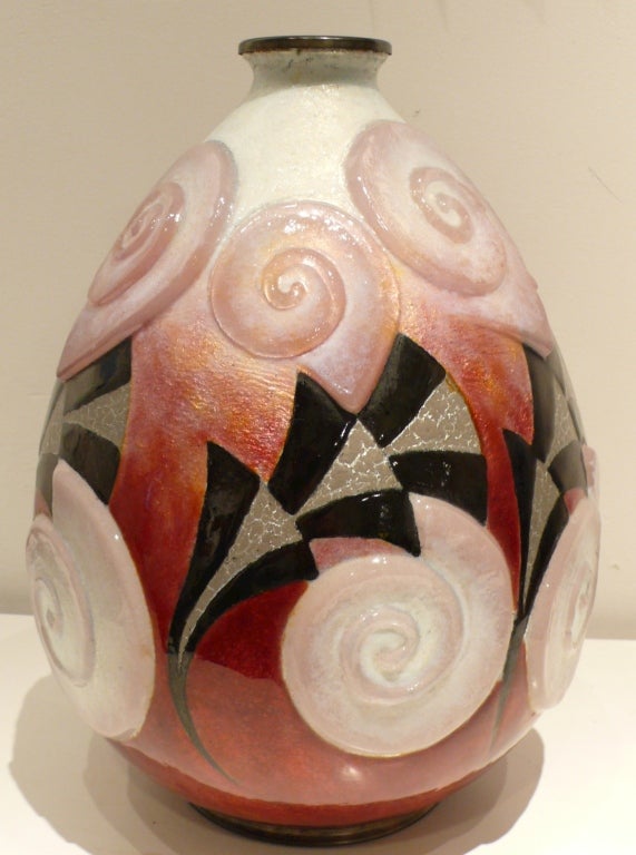 French Camille Faure Enamel Vase