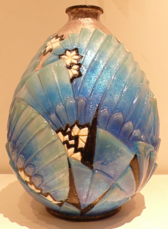 A Camille Faure Art Deco Enameled Vase
