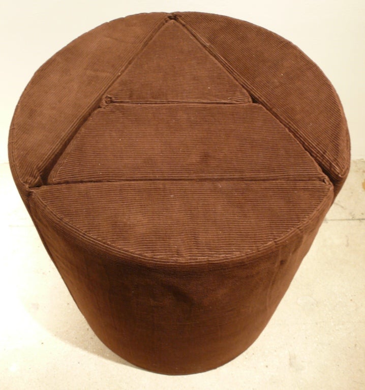 Cubo adjustable cushion by Danish designer Johannes Larsen.  The seating system folds into about a dozen different seating configurations, many of which are pictured on the vintage poster, illustrated here and included with the sale.  Produced by