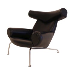 Chaise "Ox" de Hans Wegner en cuir noir