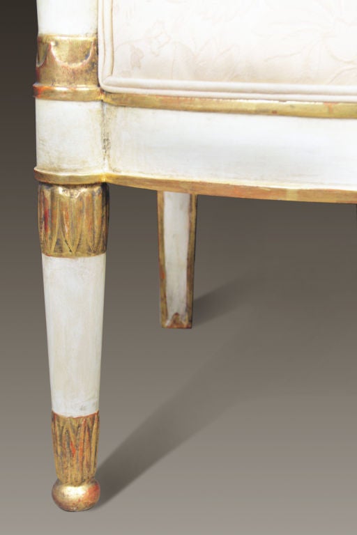 A Set of Eight Painted and Parcel Gilt Empire Armchairs For Sale 1