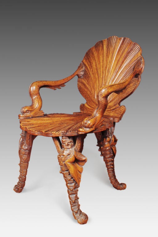 A Fruitwood Scallop Shell Armchair