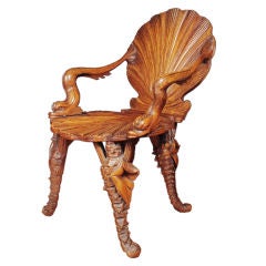 A Fruitwood Scallop Shell Armchair