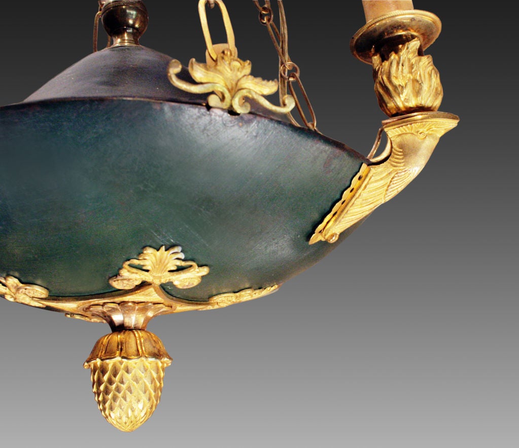 A Green Tole Chandelier