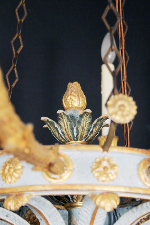 Blue Painted and Parcel Gilt Eight Arm Chandelier 1