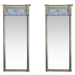 Pair of Painted and Parcel Gilt Regency Mirrors