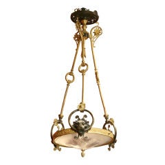 A Regency Glass Ormolu and Patinated Bronze Chandelier