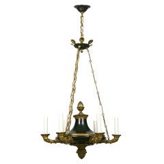 A six light enameled brass Empire style chandelier