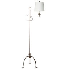 Antique An Adjustable Height Wrought Iron Floor Lamp