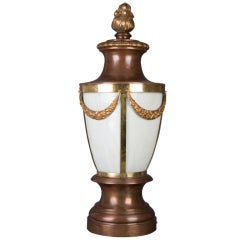 A Single Brass And Copper Post Light