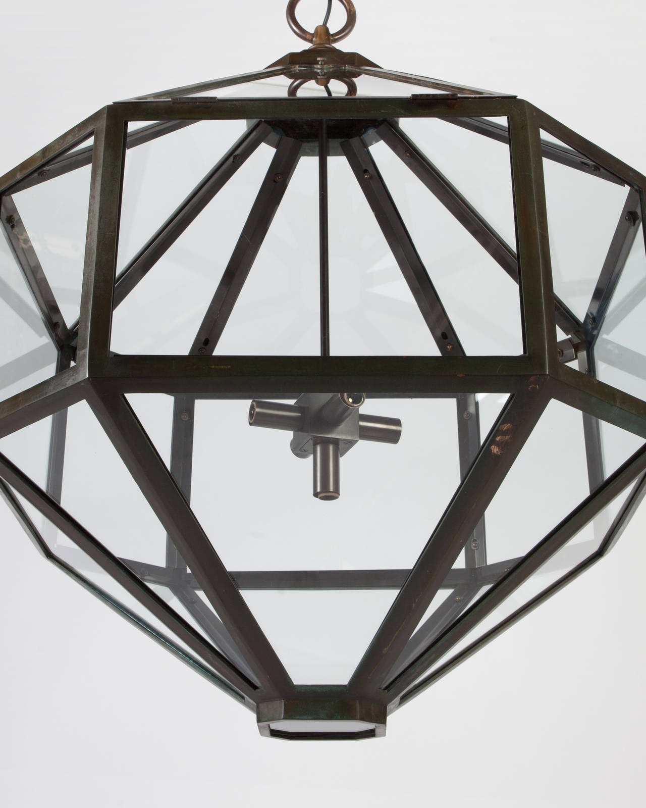 Bronze Faceted Lantern In Excellent Condition In New York, NY