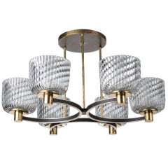 A six-light Murano glass chandelier