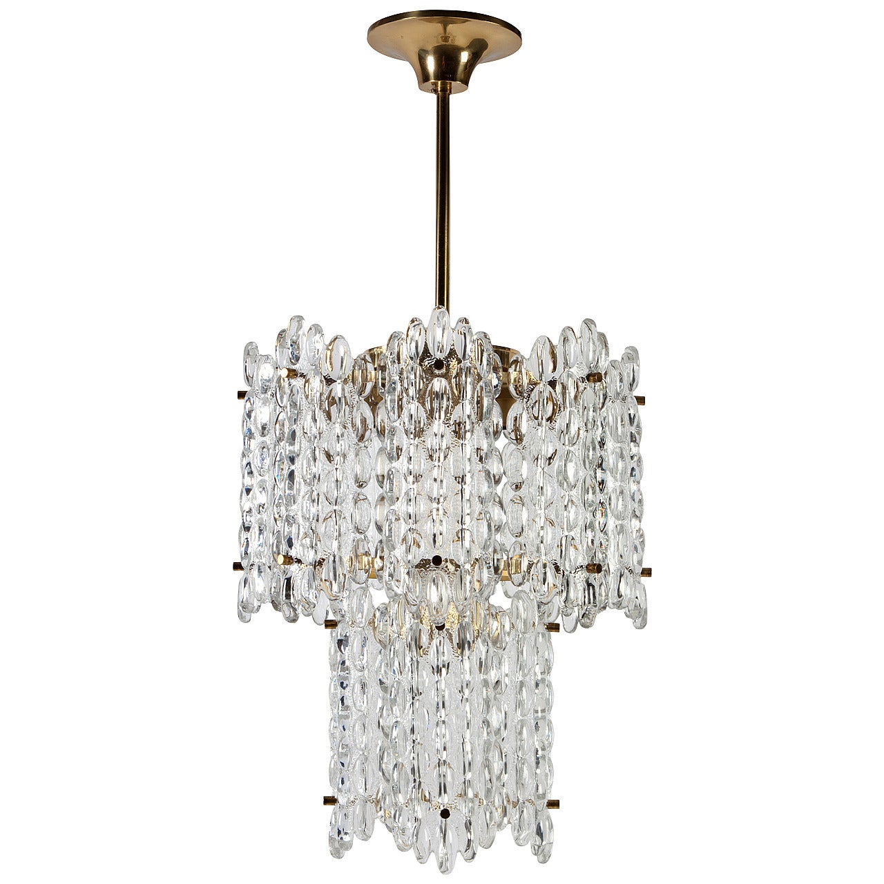 Orrefors Chandelier with Vintage Austrian Glass Designed by Carl Fagerlund