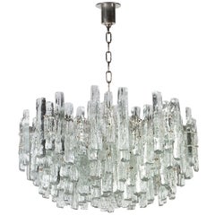 Large Nickel J.T. Kalmar Chandelier with Ice-Style Austrian Crystal Prisms