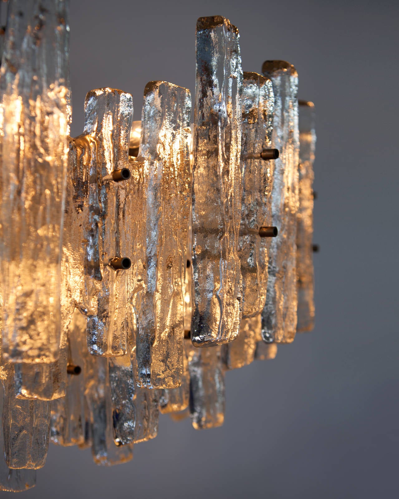 Scandinavian Modern Large Nickel J.T. Kalmar Chandelier with Ice-Style Austrian Crystal Prisms