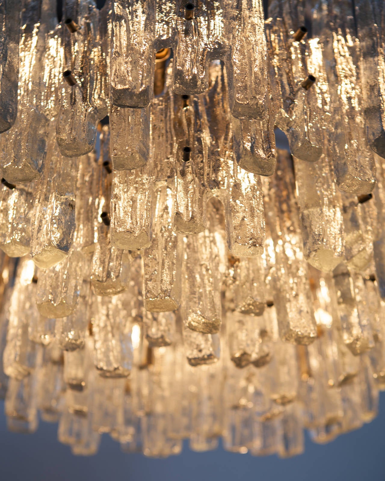 Large Nickel J.T. Kalmar Chandelier with Ice-Style Austrian Crystal Prisms In Excellent Condition In New York, NY