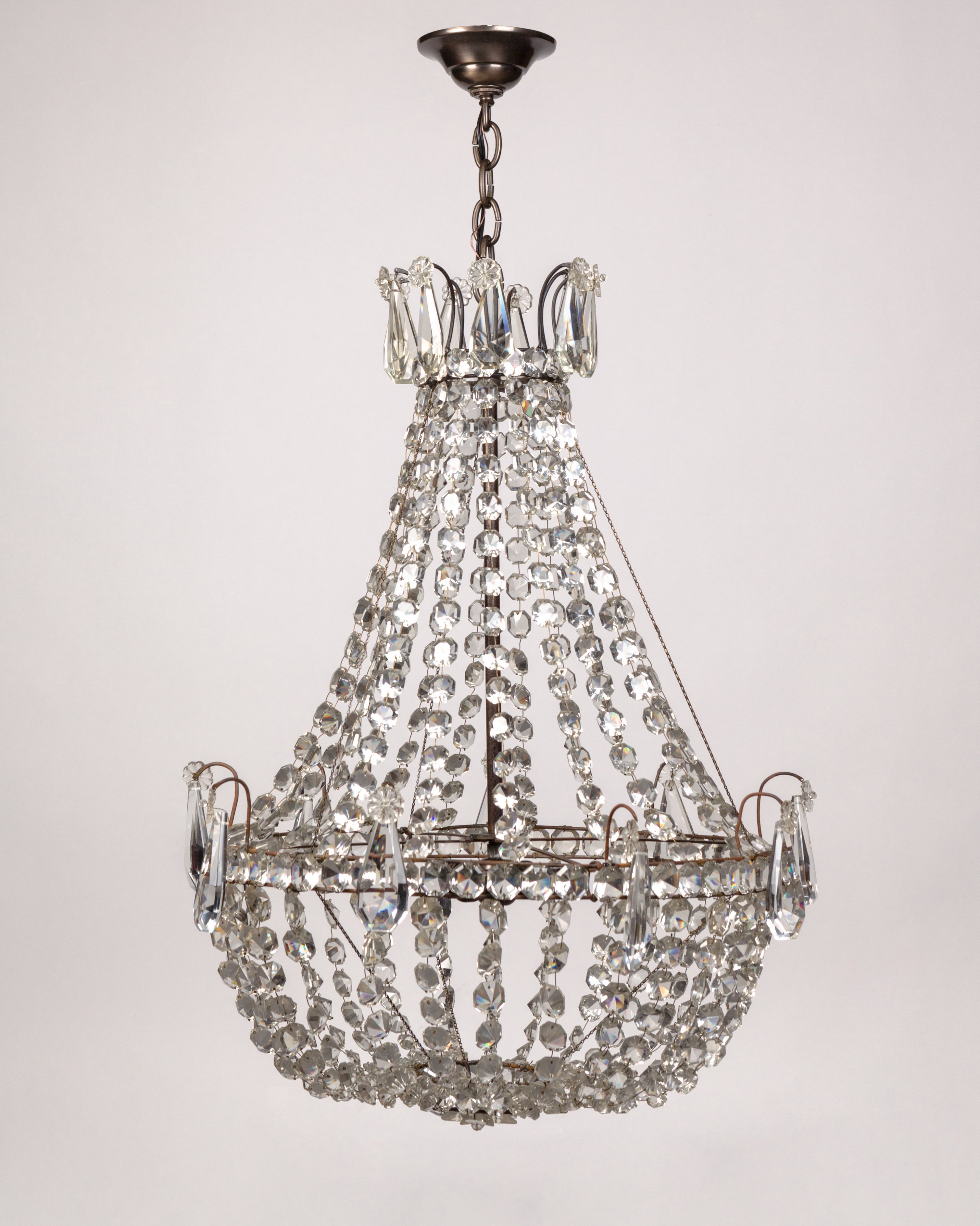 A beaded crystal chandelier