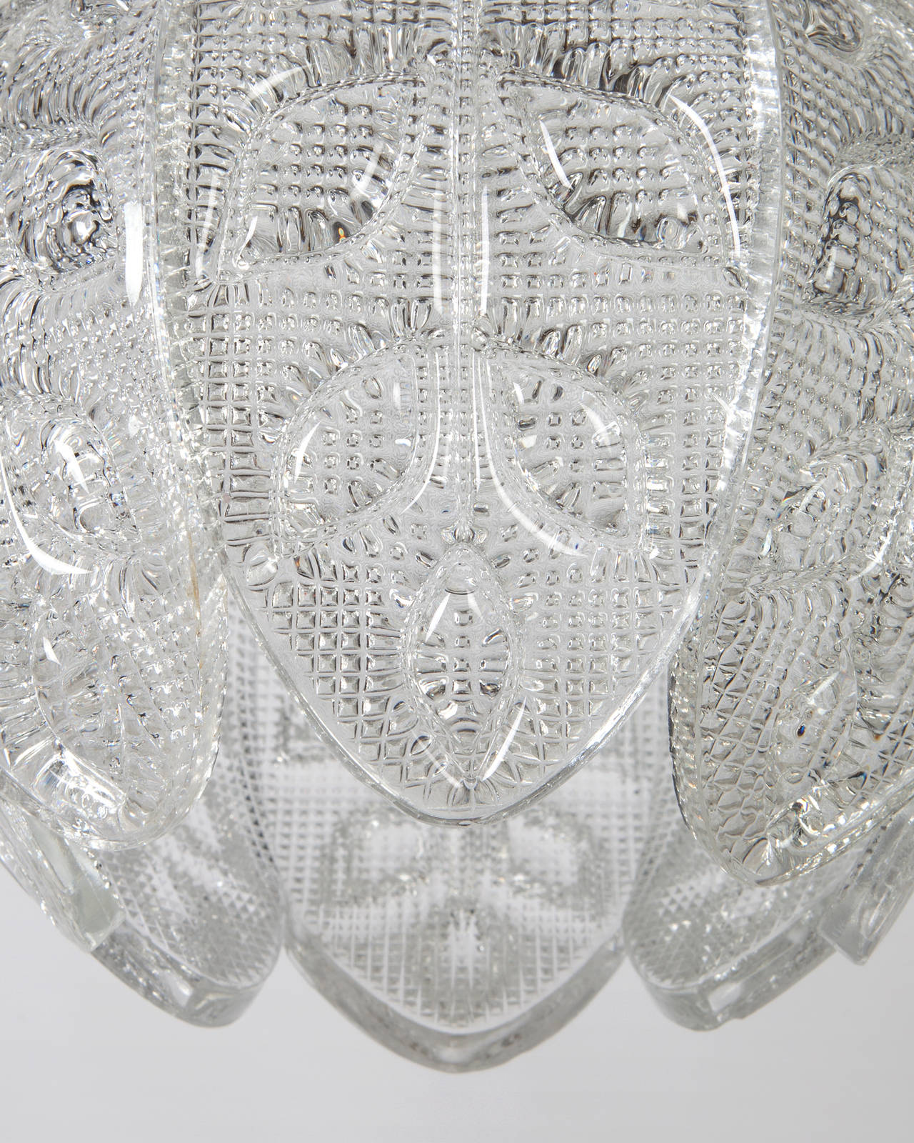 Swedish Orrefors Crystal Foliate Pendant Designed by Carl Fagerlund, Sweden, Circa 1950