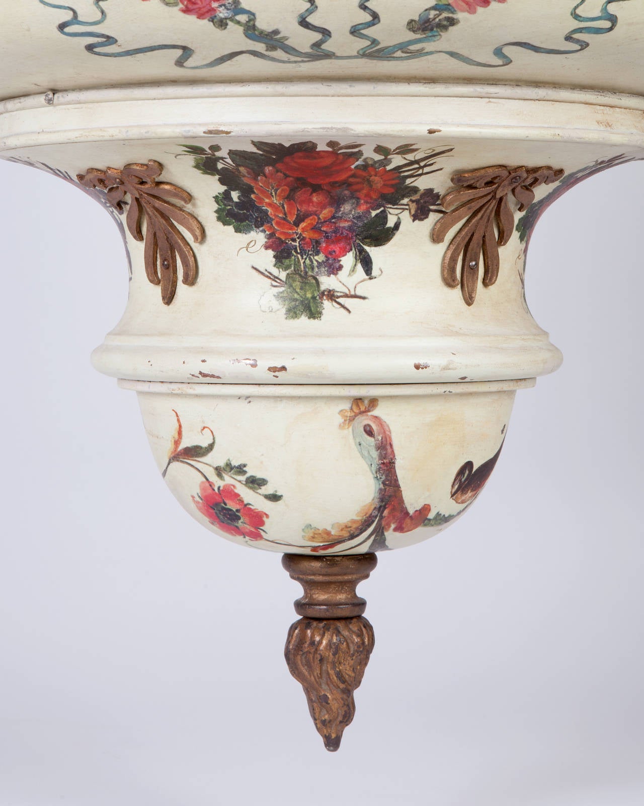 American Foliate Painted and Gilded Urn Form Pendant by E. F. Caldwell Co., circa 1900s For Sale