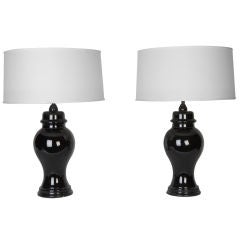 A pair of vintage black table lights