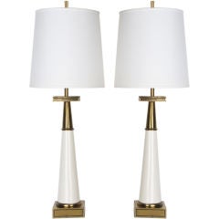 Vintage A pair of brass and ceramic table lights