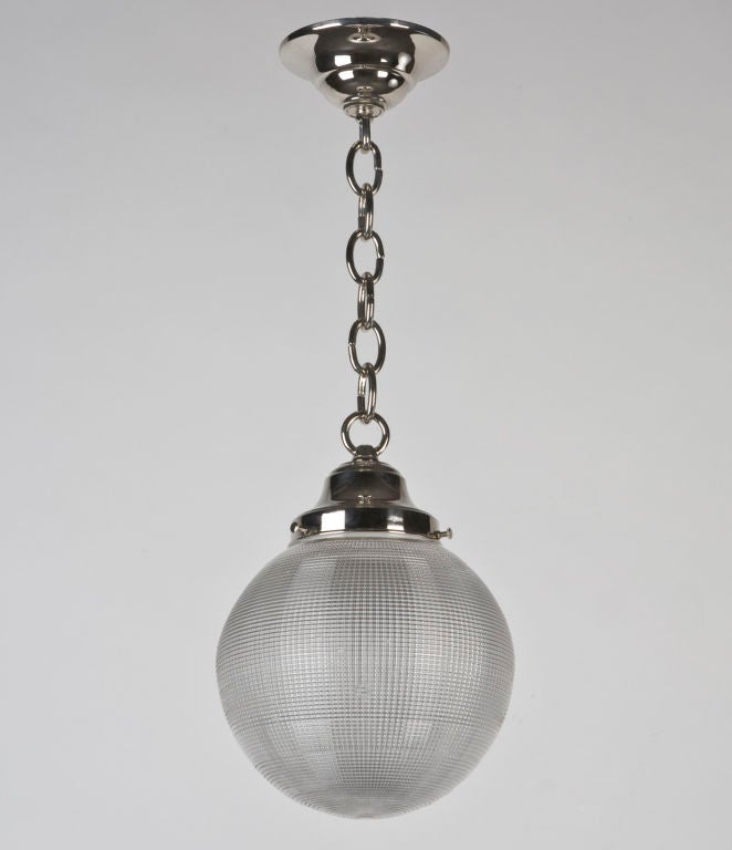 A holophane glass sphere pendant