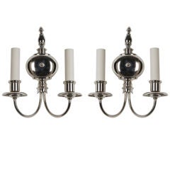 A pair of nickel baluster sconces