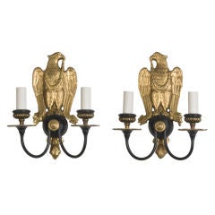 A pair of two arm E. F. Caldwell eagle sconces