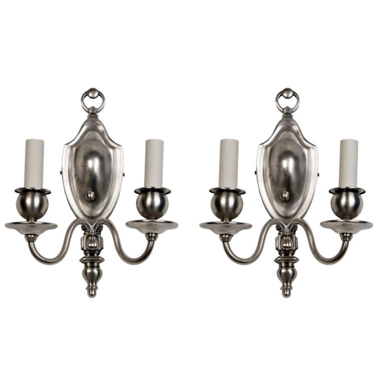 A pair of silverplate Bradley & Hubbard sconces