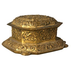 Gilt Copper Jewelry Box with Red Velvet Signed by E. F. Caldwell, Circa 1920s