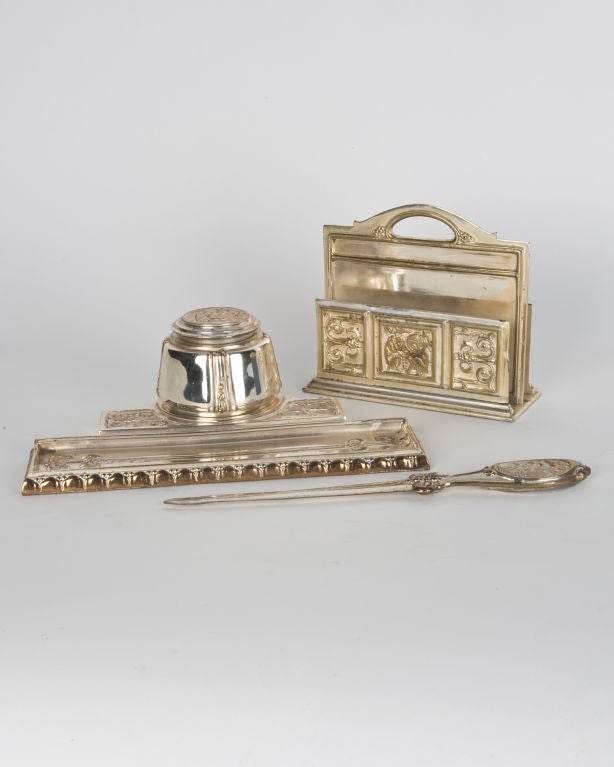 A silverplate desk set by the Sterling Bronze Co. 1