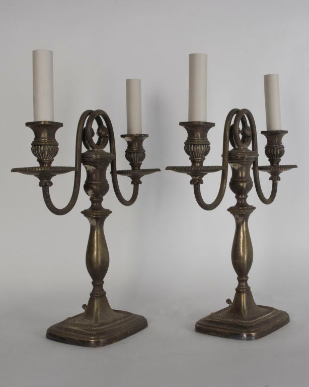 20th Century A pair of silverplate candelabra by E. F. Caldwell 