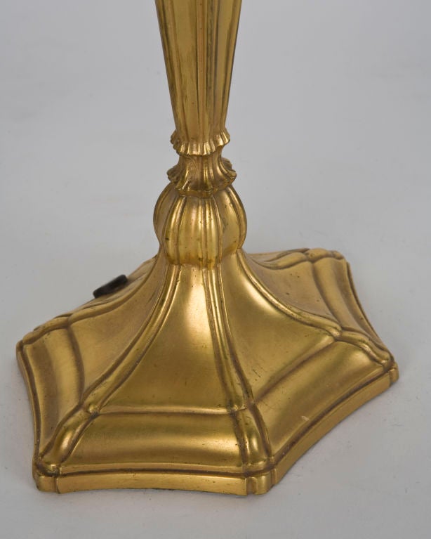 Baroque Gilded Electrified Candlestick Lamps Signed by Sterling Bronze Co. Circa 1910s For Sale