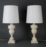 A pair of alabaster table lamps