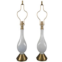 A pair of iridescent murano glass table lamps