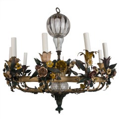 A French, ten-light tole chandelier