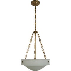 A cast opaline inverted dome chandelier
